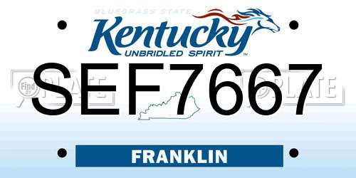 SEF7667 Kentucky License Plate