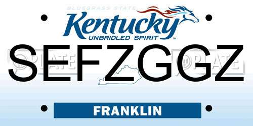 SEFZGGZ Kentucky License Plate