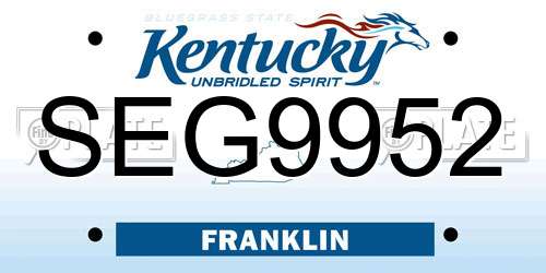 SEG9952 Kentucky License Plate