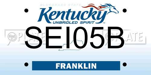 SEI05B Kentucky License Plate