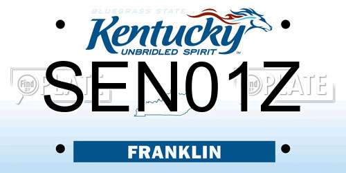 SEN01Z Kentucky License Plate