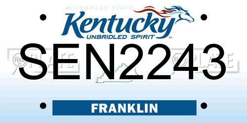 SEN2243 Kentucky License Plate