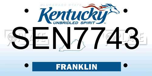 SEN7743 Kentucky License Plate
