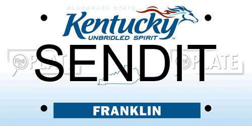 SENDIT Kentucky License Plate
