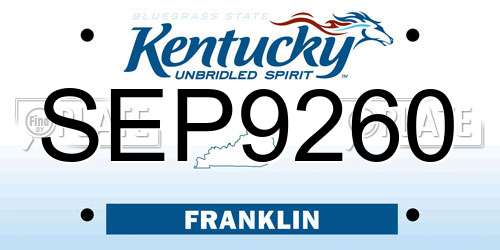 SEP9260 Kentucky License Plate