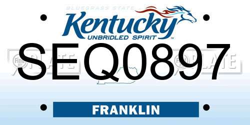 SEQ0897 Kentucky License Plate
