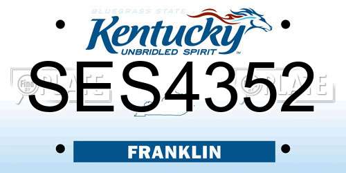 SES4352 Kentucky License Plate