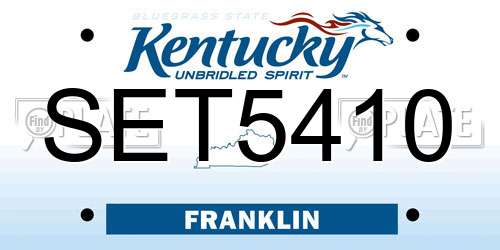SET5410 Kentucky License Plate