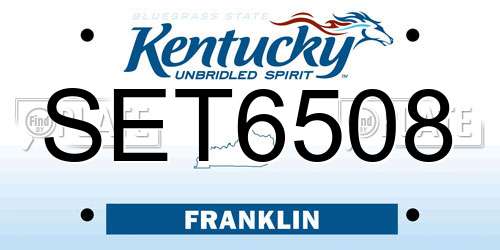 SET6508 Kentucky License Plate