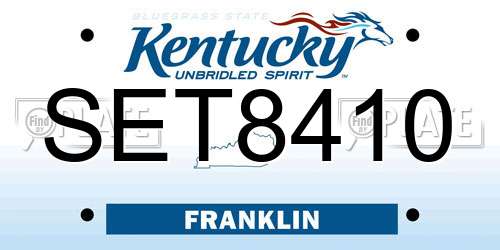 SET8410 Kentucky License Plate