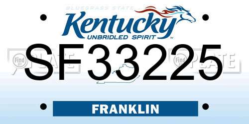 SF33225 Kentucky License Plate
