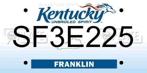 SF3E225 Kentucky License Plate
