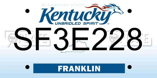 SF3E228 Kentucky License Plate