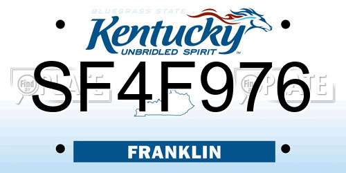 SF4F976 Kentucky License Plate