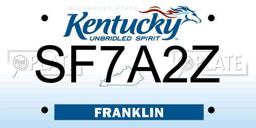 SF7A2Z Kentucky License Plate