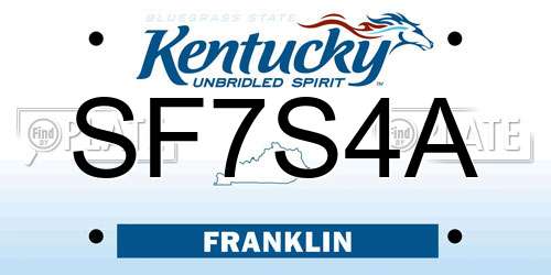 SF7S4A Kentucky License Plate