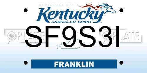 SF9S3I Kentucky License Plate