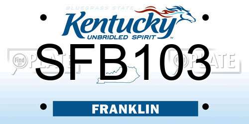 SFB103 Kentucky License Plate
