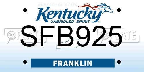 SFB925 Kentucky License Plate