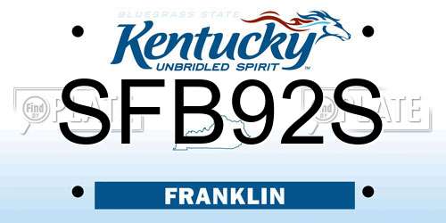 SFB92S Kentucky License Plate