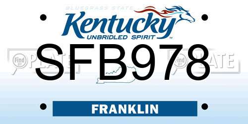 SFB978 Kentucky License Plate