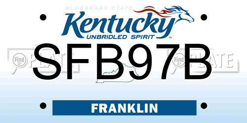 SFB97B Kentucky License Plate