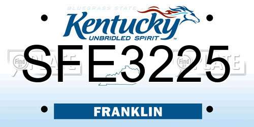 SFE3225 Kentucky License Plate