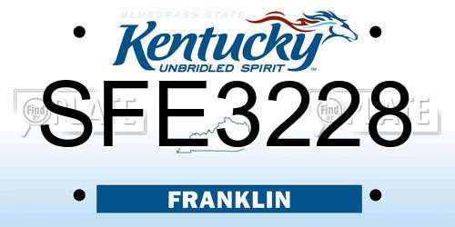 SFE3228 Kentucky License Plate