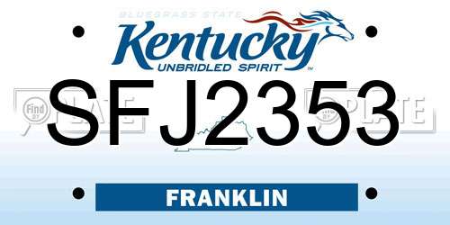 SFJ2353 Kentucky License Plate