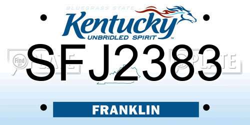 SFJ2383 Kentucky License Plate