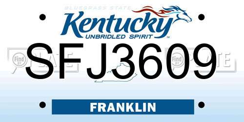 SFJ3609 Kentucky License Plate