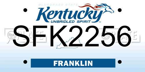 SFK2256 Kentucky License Plate