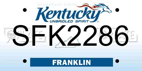SFK2286 Kentucky License Plate