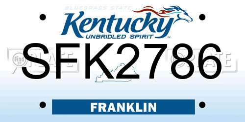 SFK2786 Kentucky License Plate