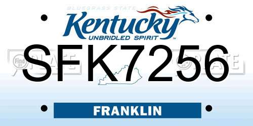 SFK7256 Kentucky License Plate