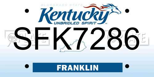 SFK7286 Kentucky License Plate