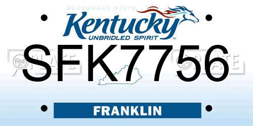 SFK7756 Kentucky License Plate