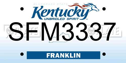 SFM3337 Kentucky License Plate