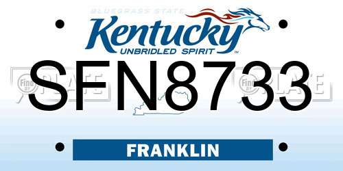 SFN8733 Kentucky License Plate