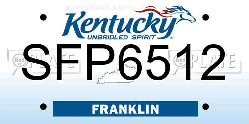 SFP6512 Kentucky License Plate