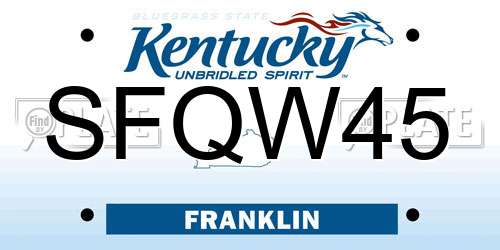 SFQW45 Kentucky License Plate