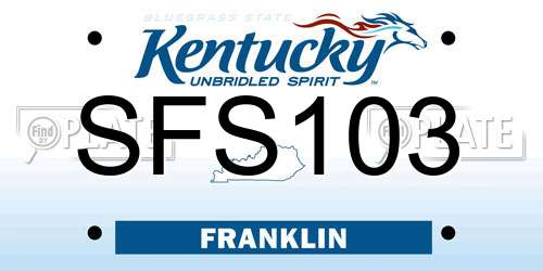 SFS103 Kentucky License Plate