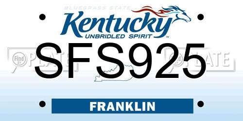SFS925 Kentucky License Plate