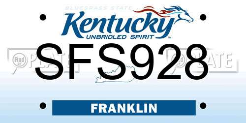 SFS928 Kentucky License Plate