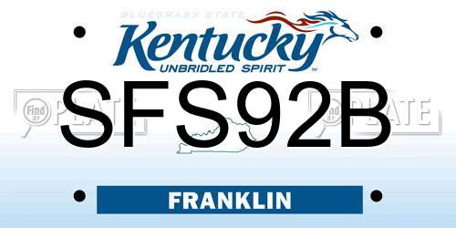 SFS92B Kentucky License Plate