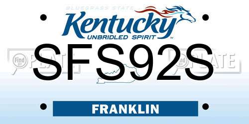 SFS92S Kentucky License Plate