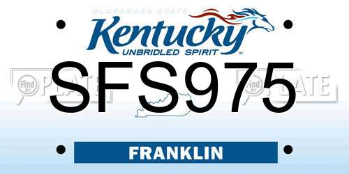 SFS975 Kentucky License Plate