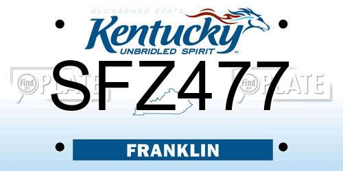 SFZ477 Kentucky License Plate
