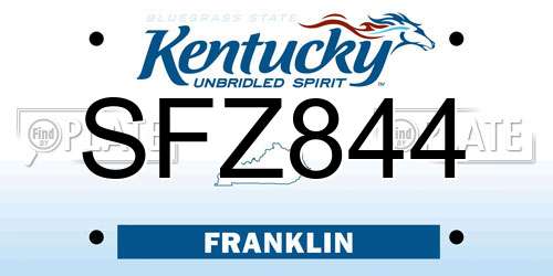SFZ844 Kentucky License Plate