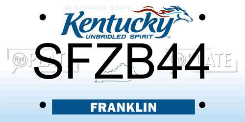 SFZB44 Kentucky License Plate